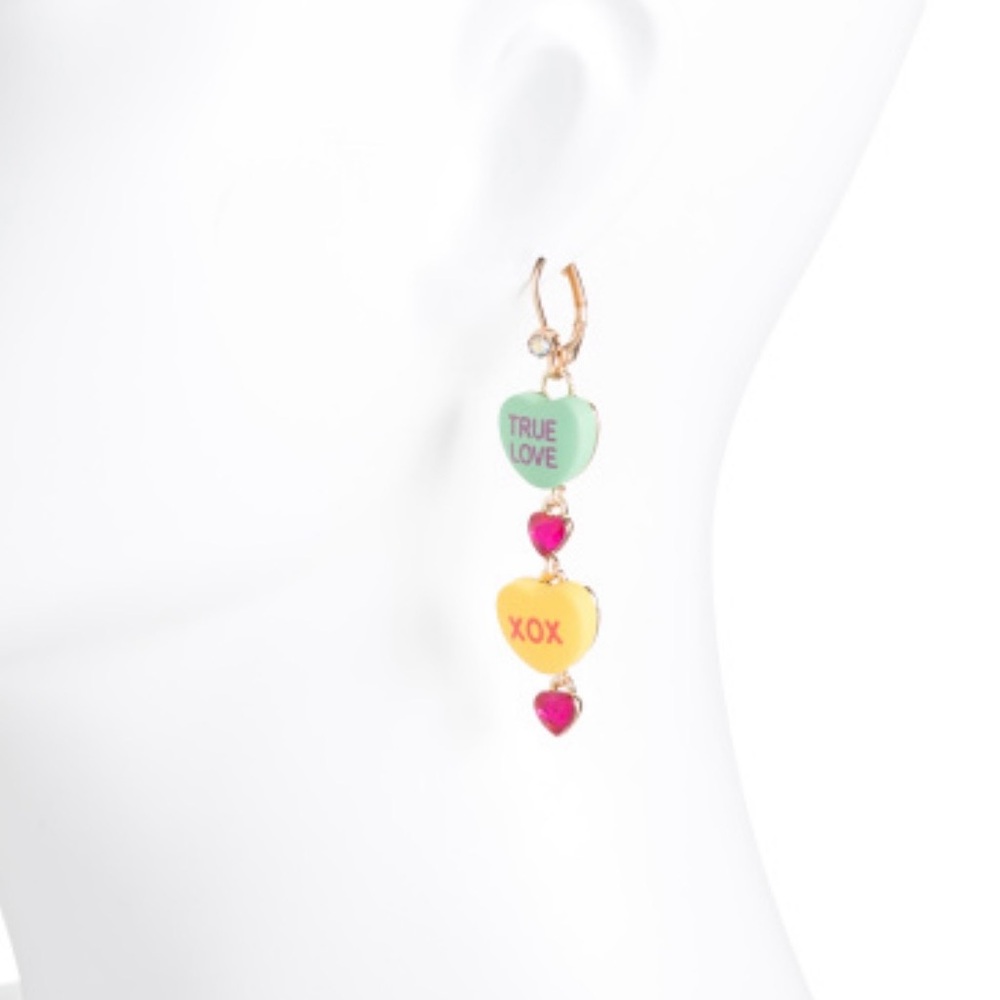 Betsey Johnson Sweet Heart Valentine Drop Earrings - Picture 2 of 6